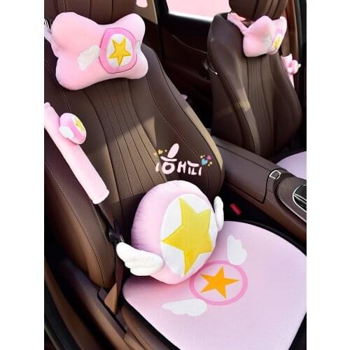 Cute Angle Star Cervical Pillow Cartoon Car Seat Lumbar Support Headrest Pillow Plush Car Interior Accessories
