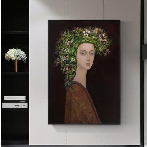 Nordic Modern Plant Floral Woman Abstract Fashion Style Canvas Painting Art Print Poster Picture Wall Living Room Home Decor