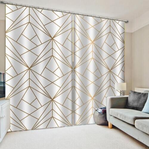 Custom gold geometry curtains 3D Curtains set For Bed room Living room Office Hotel Home Wall Decorative