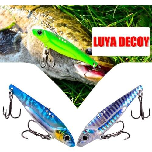 17g 7.5cm Metal VIB Blade Lure 3D Eyes Telescopic Fishing Rod Spinning Reel Set Pike Hard Bait with Artificial Bass