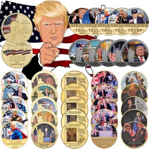 WR 1 Pc Gold President US Donald Trump Gold Plated Coin USA Trump Tower The Statue of Liberty Collection Business Gift