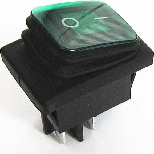Waterproof Switch KCD2 KCD4 4 Foot Green Lamp Warping Switch Big Silver Contact Copper Foot 15A 250V