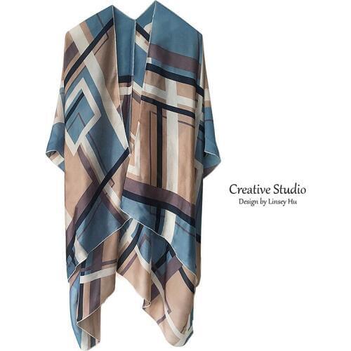 Women Soft Pashmina Bohemian Sunscreen Ponchos Coat Argyle Plaid Ladys Beach Women Scarves Top Quality Shawl Capes PJ1014