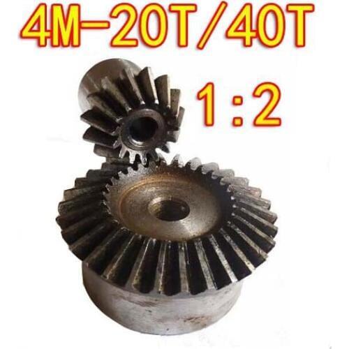 1:2 /4M-20T/40T 90 Degree precision gear drive bevel gear(4M 20 teeth with40 teeth)--2pcs/set