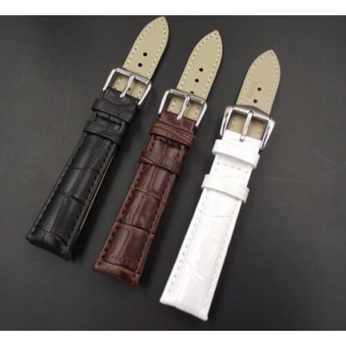 1PCS High quality 12MM 14MM 16MM genuine leather Watch band watch strap cow leather coffee,black,white color