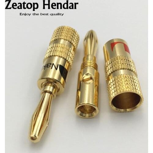 10Pcs Brass 4mm Nakamichi Banana Plug for Video 24K Gold Plated Speaker Adapter Audio Connector Black Red