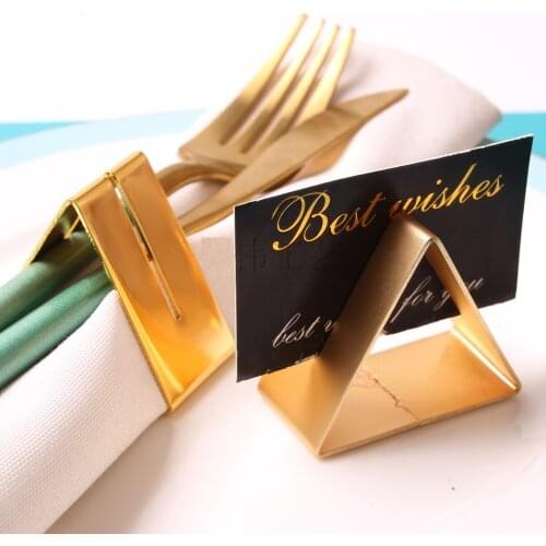 10pcs New triangle metal napkin buckle creative golden napkin ring hotel table open cloth ring