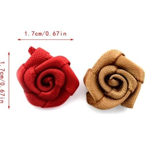 100pcs Satin Ribbon Rose Flower Bow Appliques Wedding Decor Appliques Sewing DIY Y4QA
