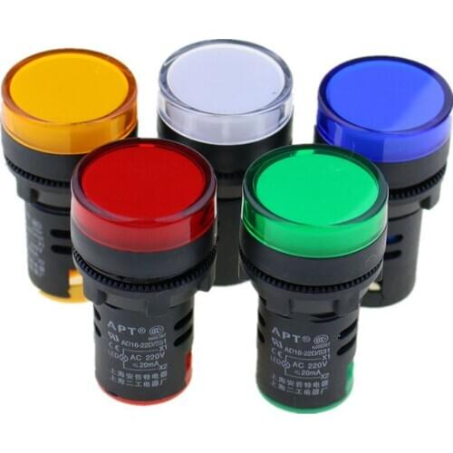 5pcs/lot 22mm AC/DC 24V Panel Led Signal Light Brightness Warterproof Indicator Indicating Lights Hole Size AD16-22D/S