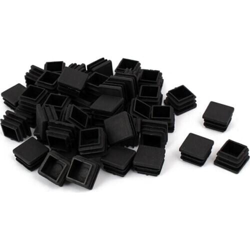 Chair Leg Plastic Blanking End Cap Square Tube Insert Black 20mmx20mm 50pcs