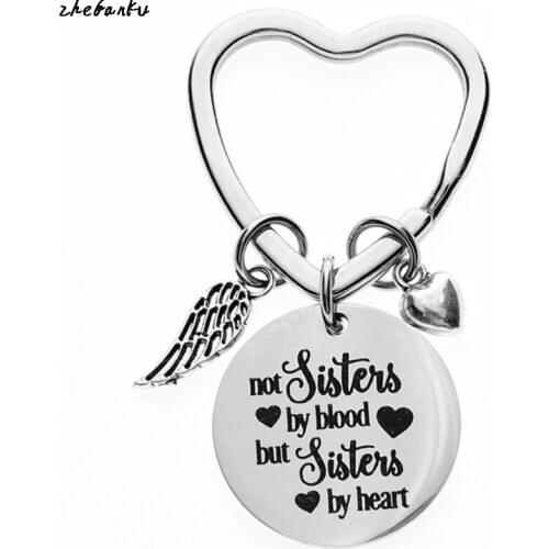Best Friends Keychain Trendy Friendship Key Chain Sister Jewelry Gift "not Sisters By Blood But Sisters By Heart"Keychain