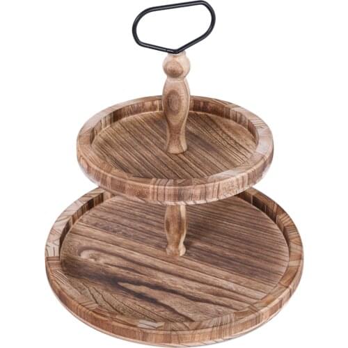 Tea Multifunction Wood Two Tier Tray Dining Room Decorative Organizer Table Breakfast Coffee Party Home For Kitchen Countertop