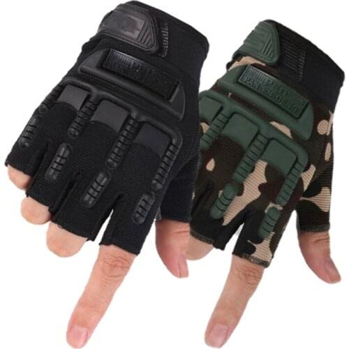 Childrens Army Tactical Half Finger Bicycle Gloves Camouflage Military Outdoor Sports Biking Mountain Climbing Fitness