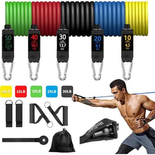 Latex Resistance Bands Fitness Yoga Pull Rope Resistance Band with Strength Training Bar Gym Equipment for Home Bodybuilding