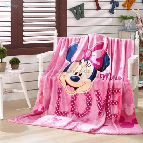 Pink Minnie Mouse Flannel Throw Blanket Disney Mickey Mouse Frozen Anna Elsa Cartoon Throw Boys Girls Baby Kids Quilt Bed Sheets