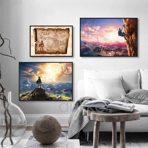 Video Game Poster Hot Japanese Games Wall Art Picture Breath of the Wild Canvas Painting Prints Nordic Modern Style Decor