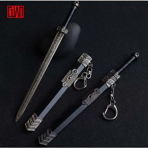 Alloy Sword Toy Keychain Chinese Ancient Sword with Sheath Weapon Model Decoration Gift Children Toy