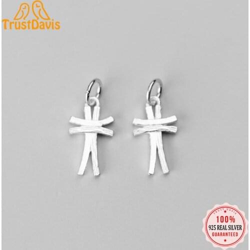 TrustDavis New Real 925 Sterling Silver Fashion Sweet Bowknot Charm Pendant Handmade DIY Accessories Jewelry Wholesale DZ429