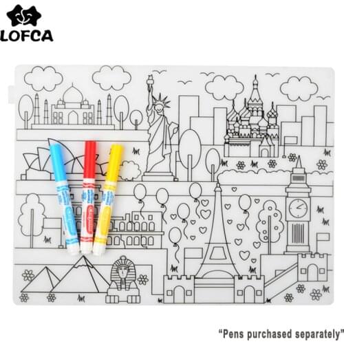LOFCA 1pc Baby Silicone Placemat Waterproof Tableware BPA Free Baby Feeding Dishes Kids washable Coloring Placemat Baby Silicone