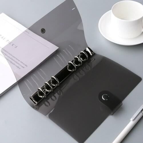 1Pc Transparent Color Plastic Clip File Folder A6 Notebook Loose Leaf Ring Binder Planner Agenda School Office Supplies
