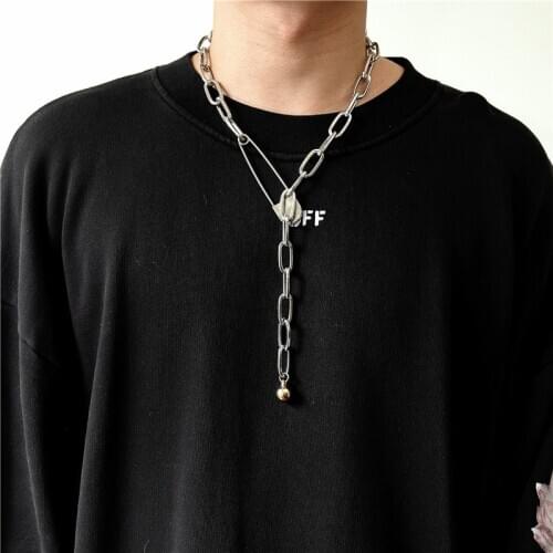 Fashion metal series advanced cool wind geometry bamboo knot Y-shaped two-color necklace hot sale
