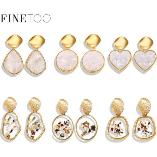 Fashion Acrylic Abalone Shell Earrings Gold Color Metal Irregular Geometric Drop Earrings for Women Statement Jewelry