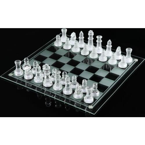 K9 Glass Chess Set Square Non Folding Chessboard Ornament Furnishing International Chess Game Thinking Toy Board Game