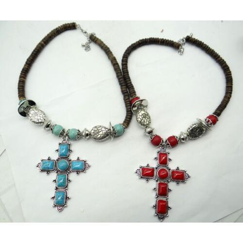 Natural stone Turquoises Quartz Crystal Opal lapis tiger eye charm cross pendant for diy Jewelry making necklace A11