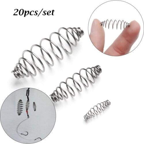 NEW 20Pcs Stainless Steel Olive Shape Spring Bait Feeder Cage Hair Rig Combi Rigs Floating Feeder Stops Carp Fishing Accessories