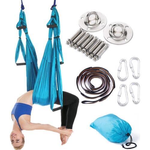 Full Anti-gravity Aerial Yoga Hammock Set Multifunction Yoga Belt Flying Yoga Inversion Tool for Pilates Body Shaping 15 Color