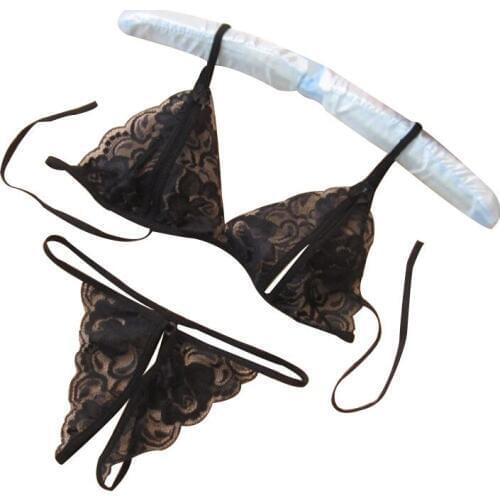 Perspective Erotic Lingerie Set Sexy Strap Lace Corset Vest Top Bra+Open Crotch G-string Temptation Sexiest Panties Hot Women