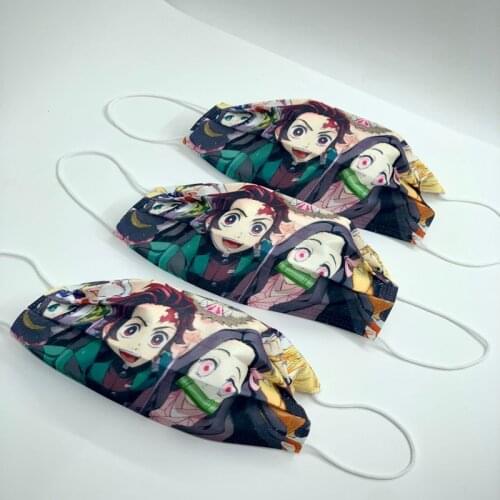 50 Pcs /box Hot Sale Demon Slayer Cosplay Mask Adults Childrens Masks Printed Masks Full Edition Demon Slayers Blade Masks