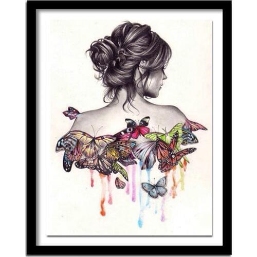 Needlework Diy Diamond Painting Cross Stitch butterfly beauty Painting Diamond Embroidery Square Diamond Pictures
