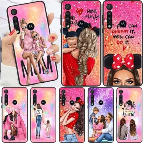 Lucky Cute Mom baby For Motorola G9 G8 G Edge One E7 E6 S 2020 E6i Power Lite Marco Hyper Fusion Plus Play Phone Case