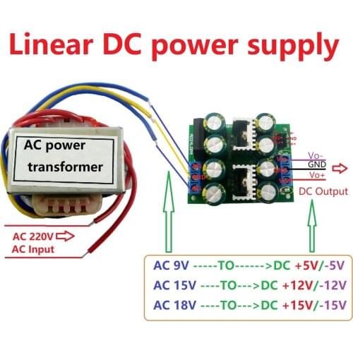 AC to DC +-5V 12V 15V 78xx 79xx Dual Linear LDO Converter 12W Single-phase isolated AC 220V to AC 9V 15V 18V Power Transformer