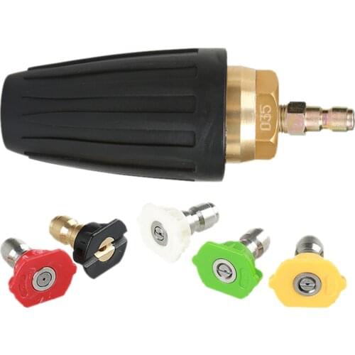 Turbo Nozzle Tool for Pressure Washer, Rotating Turbo Nozzle, with 5 Spray Nozzle Tips, 3000 PSI, 1/4 Inch, 6-Pack