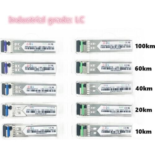 LC SFP Fiber optic module Industrial grade -40~+80 Celsius 1.25G10/20/40/60/100KM 1310/1490/1550nm compatible optical module