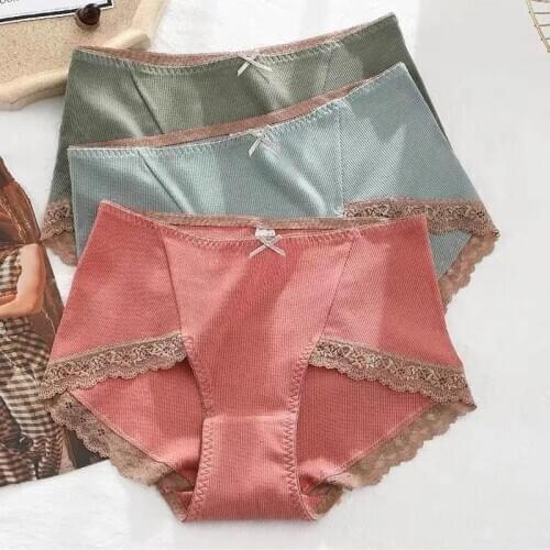 XL-4XL Plus Size Panties Women Cotton High Waist Large Size Briefs Breathable Underwear Female Lingerie Lace Panty