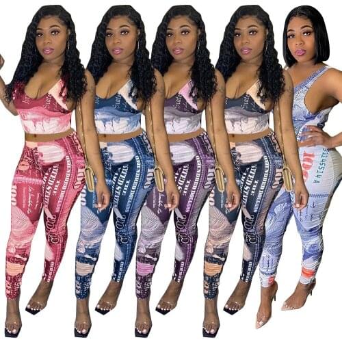 In Stock Sexy Crop Tops Two Piece Pant Sets Outfits Girls' Clothing Summer Sets Clothing For Women 2 Piece Trousers Pants Sets