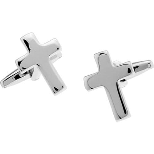 1 Pair High Polished Brass Cross Christian Cufflinks Mens Stylish Shirt Cuff Link
