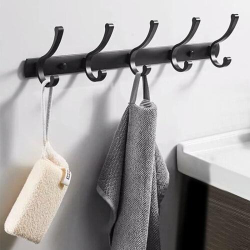 1Pc Practical Aluminum Wall-mounted Robe Hook Rack Household Bathroom Clothes Towel Keychain Hanging Shelf