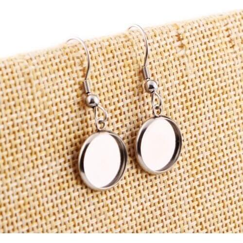 Reidgaller 20pcs stainless steel cabochon earring settings 12mm 14mm 16mm 18mm blank base diy earrings hooks findings
