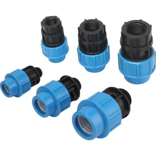 5 Pcs Out Diameter 20/25/32mm Pipe Interface to 1/2" 3/4" 1" Male/Female Thread PE Straight Connectors Plumbing Pipe Fittings