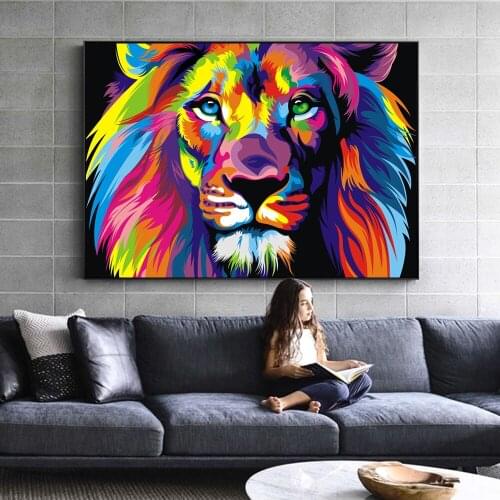 Abstract Animals Watercolor Lion Canvas Paintings Posters and Prints Wall Art Picture for Living Room Home Decoration