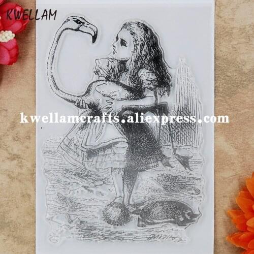 Flamingo Girl Scrapbook photo cards rubber stamp clear stamp transparent stamp 9052236