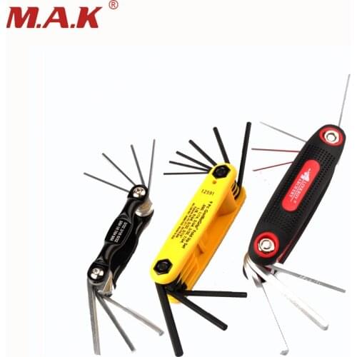 America Folding Allen Hex Key Ring Wrench Set with 7 Piece or 9 Piece Tool set for Bow Archery