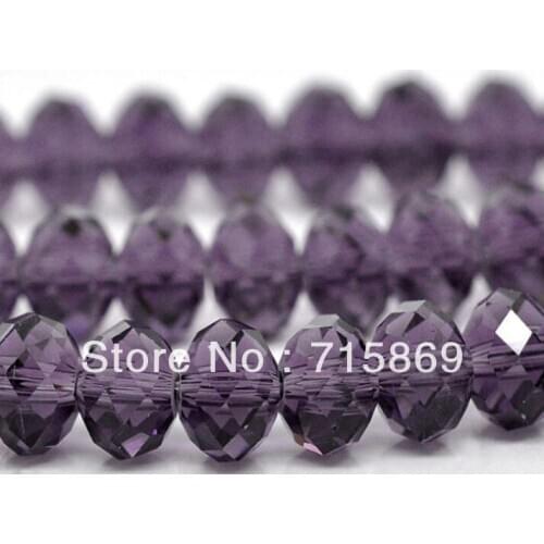 Free Shipping AAA Top Quality Violet Crystal Glass Faceted Rondelle 5040 Loose Bead 8x6mm 72pcs 1 Strand