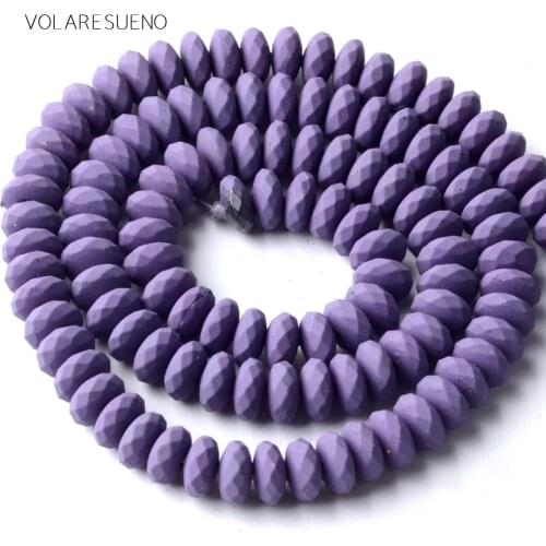 Natural Stone Purple Hematite Stone Matter Rubber Rondelle Beads Space Loose Beads For Jewelry Making 6mm Diy Bracelet Strand15"