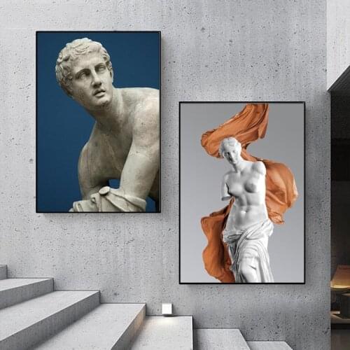 Black and White Man Art Of David Sculpture Canvas Art Posters and Nude Prints Wall Art Pictures for Living Room Home Decor