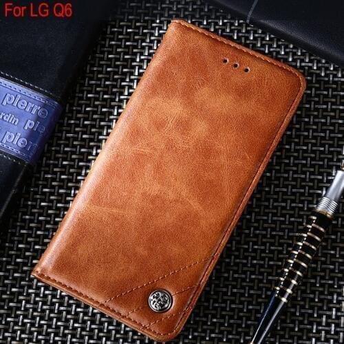 For LG Q6 case Luxury Leather Flip cover with Stand Card Slot Vintage style phone Cases for lg q6 funda Without magnets capa